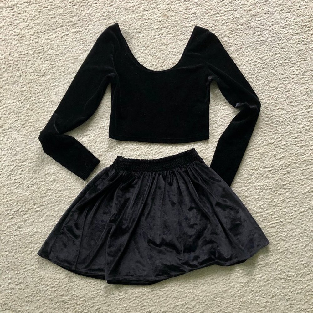 Black velvet skirt